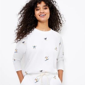 Lou & Grey for LOFT Ski Terry Sweatshirt Sweater White XS